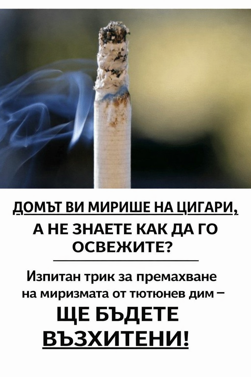 Домът ви мирише на цигари, а не знаете как да го освежите? – изпитан трик за премахване на миризмата от тютюнев дим – ще бъдете възхитени! 1 6892cd55 9fb4 462d a310 a351741d5c51
