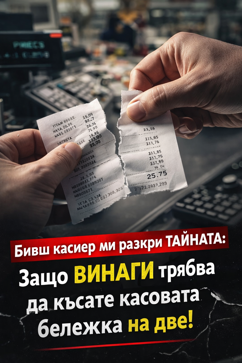 Бивш касиер ми разкри ТАЙНАТА: Защо ВИНАГИ трябва да късате касовата бележка на две, преди да я хвърлите! 1 7dcd07a7 ff98 4efa bf5c 1e0c431aded9