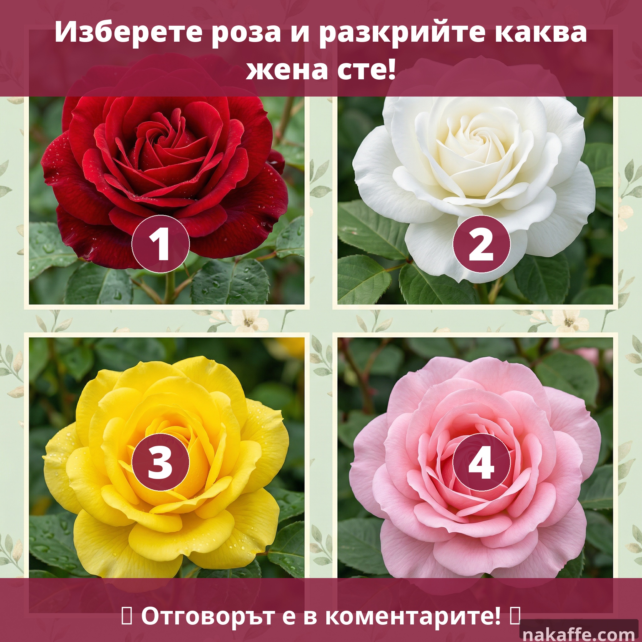 Изберете роза и разкрийте каква жена сте! 🌹 1 fb 04 викторина рози