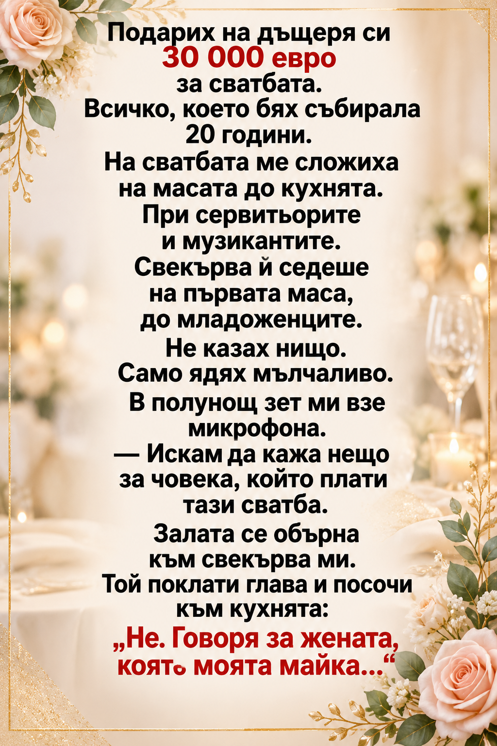 Подарих на дъщеря си 30 000 евро за сватбата. Всичко, което бях събирала 20 години. 1 de86b870 fdf8 4939 b07a 1625e6f1cf13